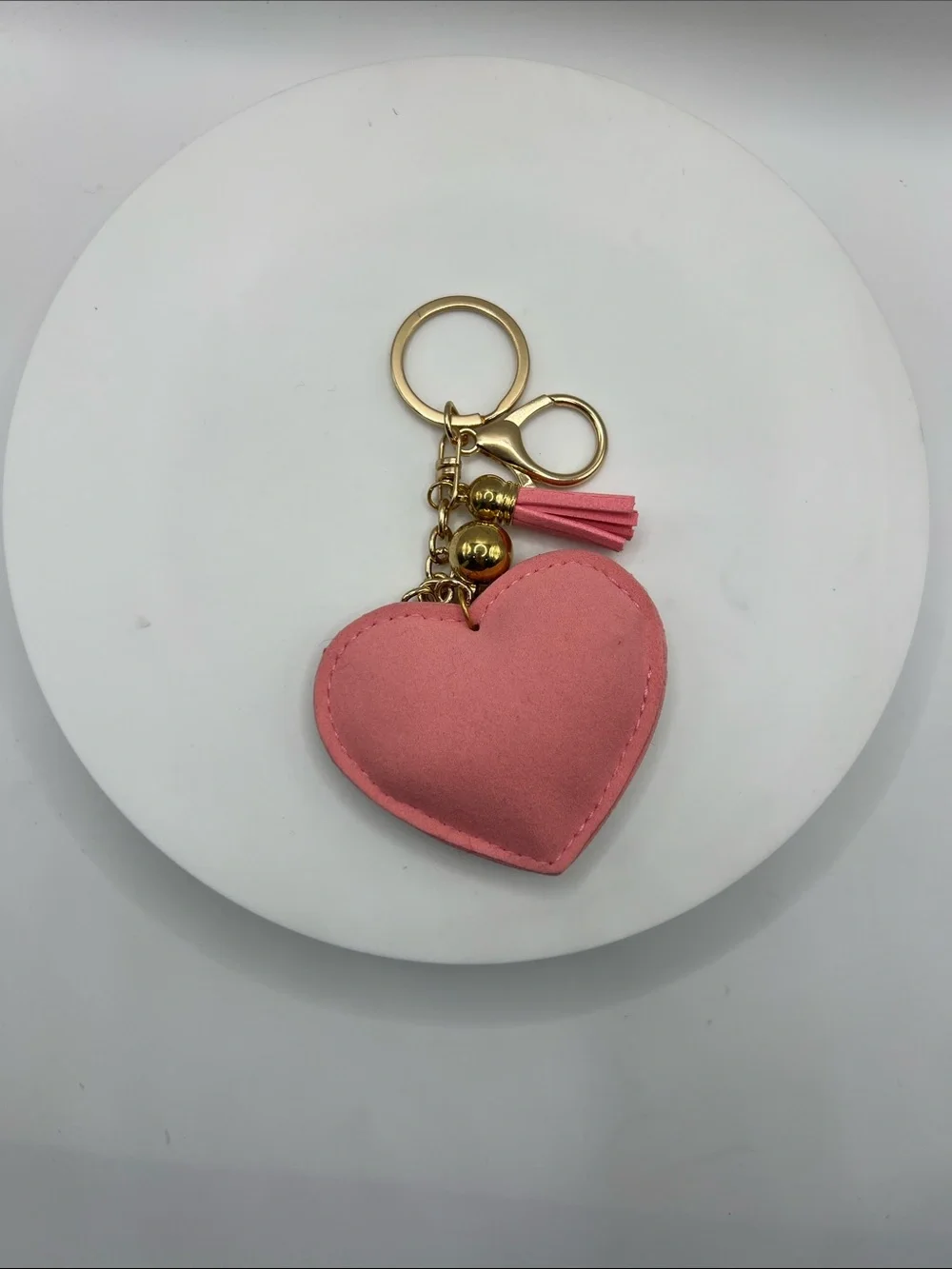 758. Heart Leopard Print Tassel Keychain